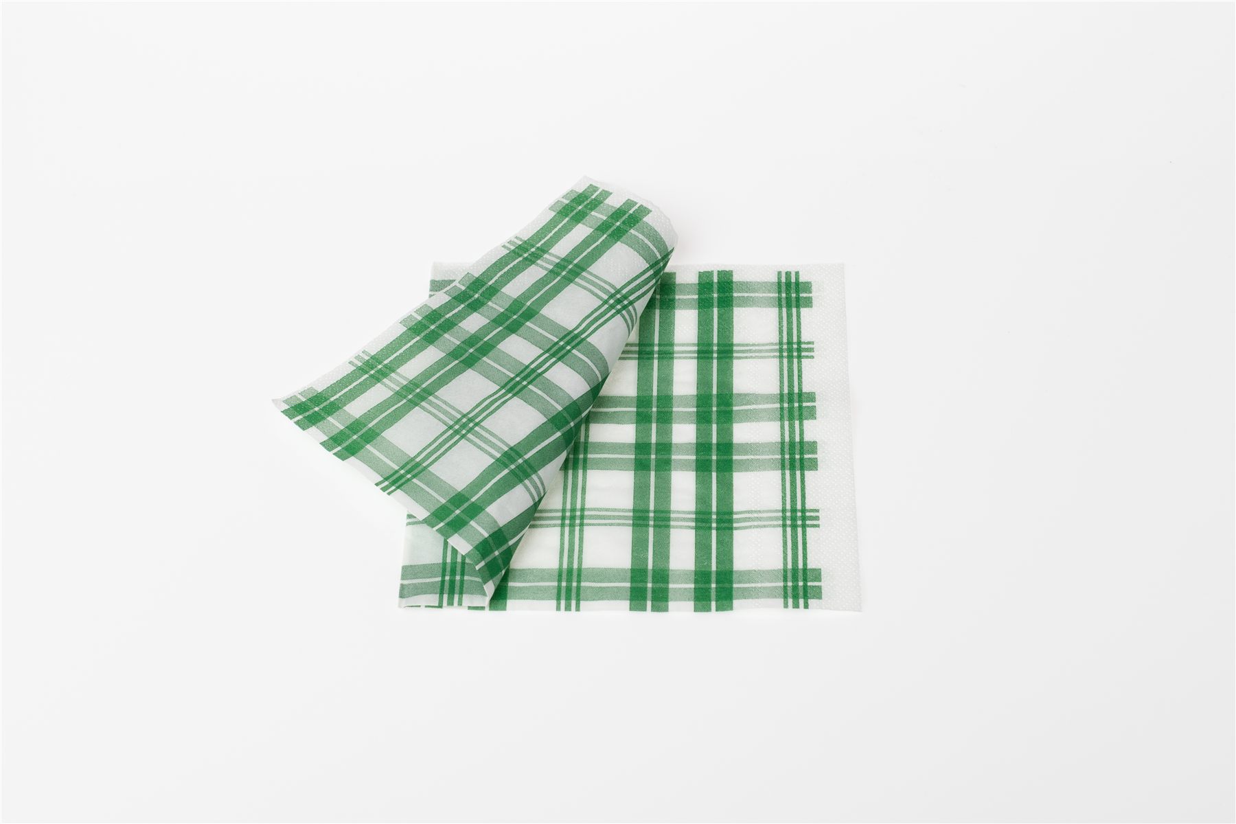 Tissue 33 x 33 cm Green plaid pattern, folded