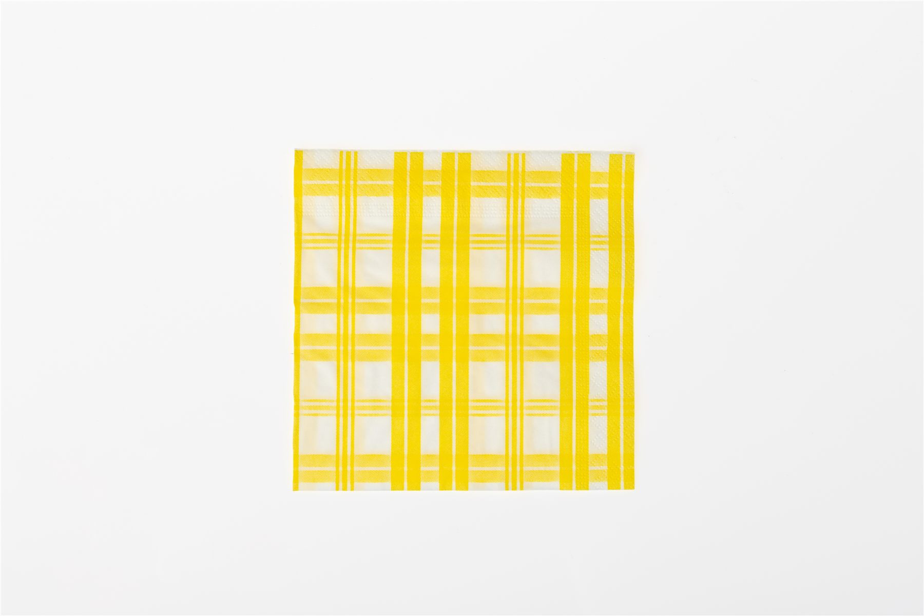 Tissue 33 x 33 cm Yellow plaid pattern, flat