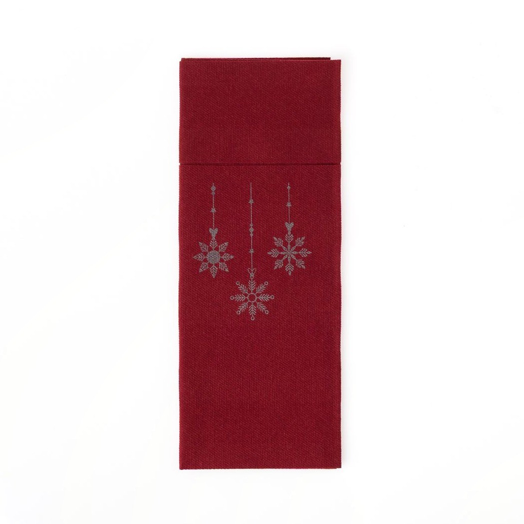 Bordeaux Airlaid napkin, Winter Charm design, 32x40 cm Cutlery pocket