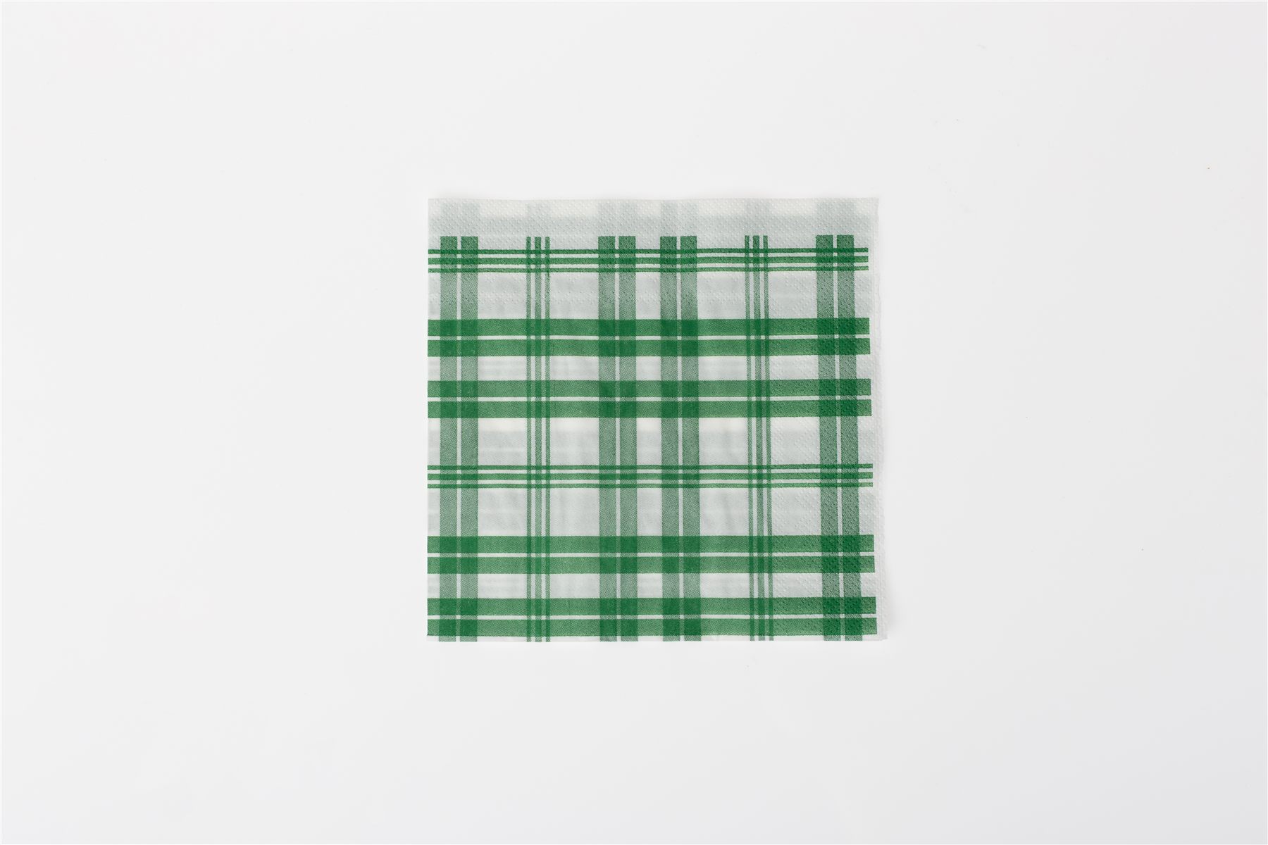 Tissue 33 x 33 cm Green plaid pattern, flat