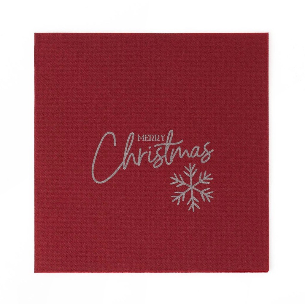 Bordeaux Soft Point napkin, Merry Christmas design
