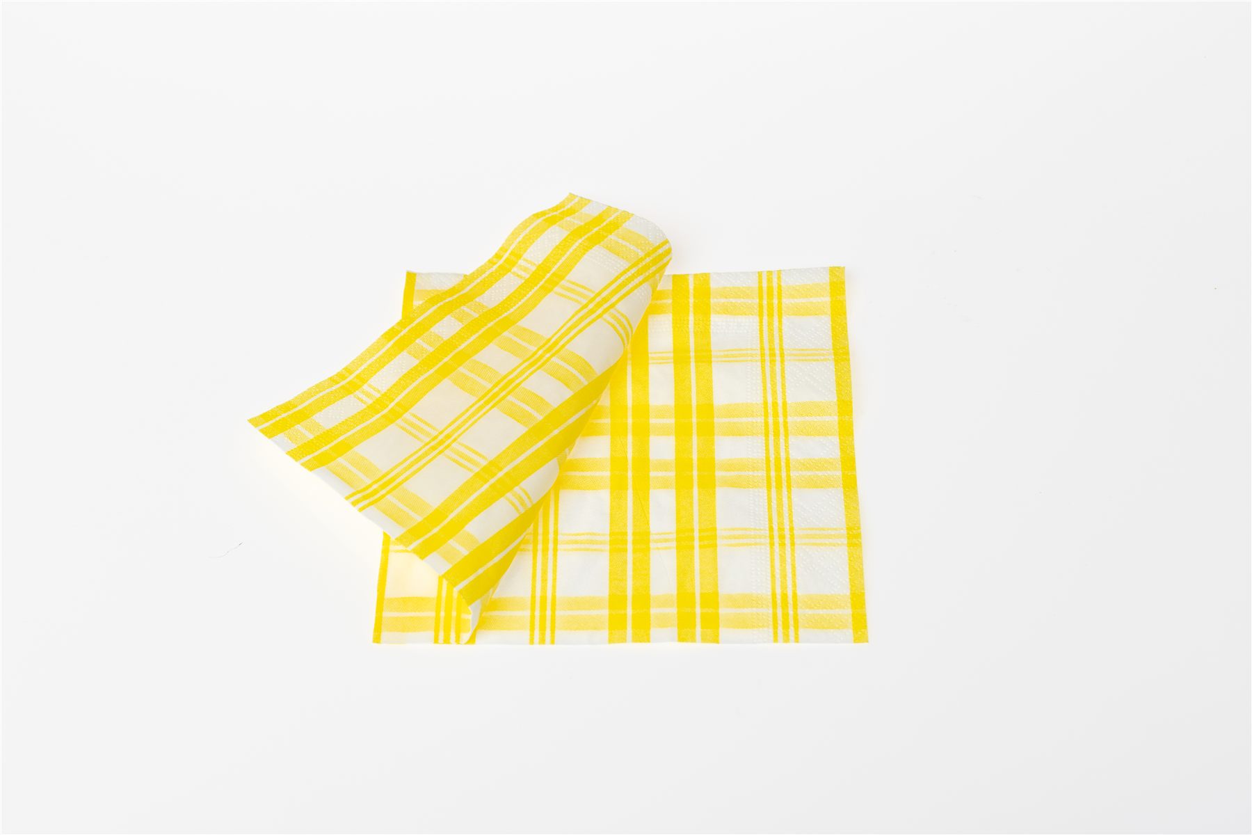 Tissue 33 x 33 cm Yellow plaid pattern, folded