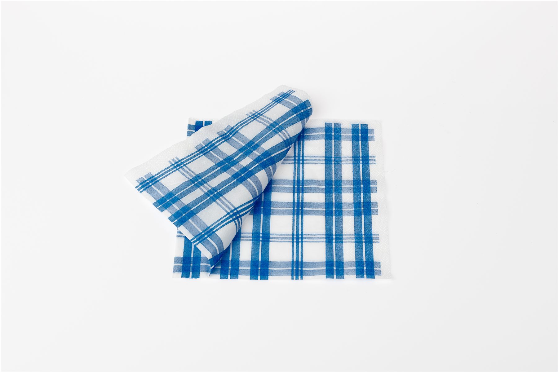 Tissue 33 x 33 cm Blue plaid pattern, folded