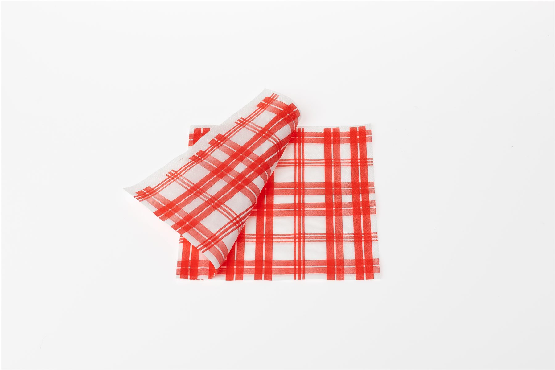 Tissue 33 x 33 cm Red plaid, bold pattern, folded